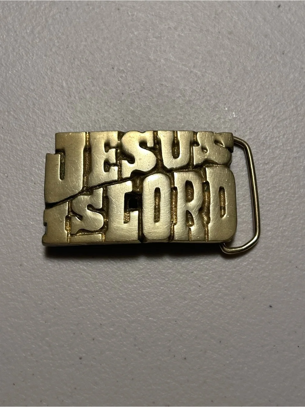 Jesus Is Lord Gold-Tone Belt Buckle - Men Accessories - All Brass